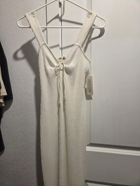 Derek Heart Cream Ribbed Knit Maxi Dress